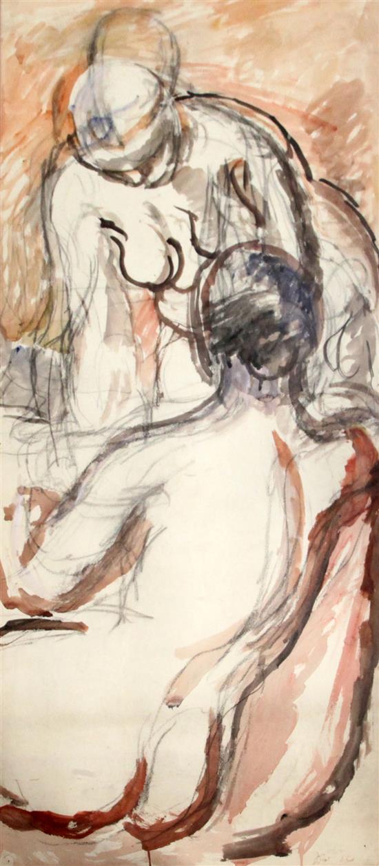 § Duncan Grant (1885-1978) Sketch of two female nudes 41 x 17.5in.